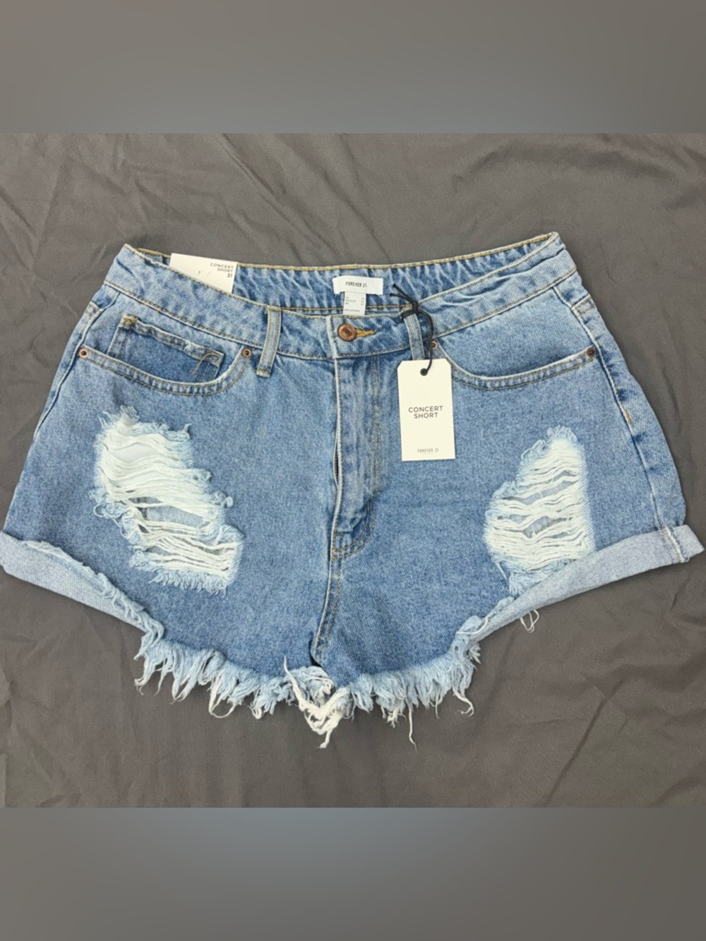 NWT Forever 21 Blue Distressed Denim Concert Shorts